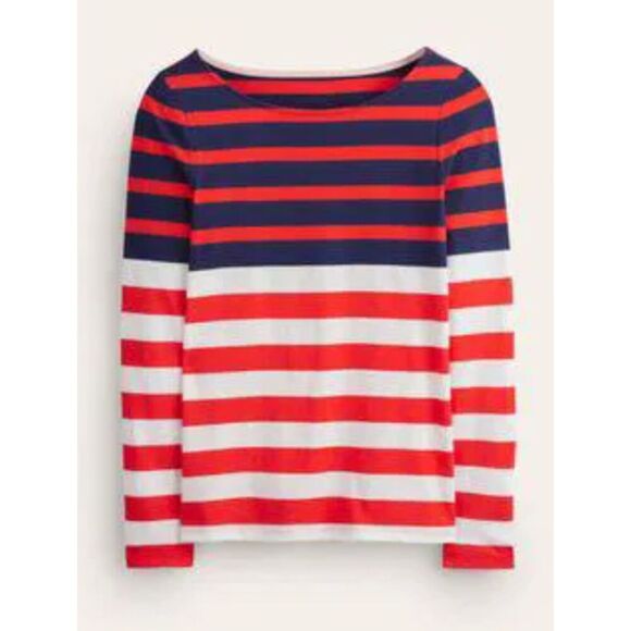 Boden Red White Blue Longsleeve Top Size 4 - Picture 3 of 6